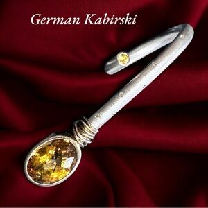 German Kabirski Silver/Gold Plated Cross Over Citrine Ring (Size 9)